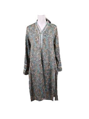 Image Est. 1993 Ocean Jade Paisley V-Neck Full Sleeve Lace Finishing India Kurta